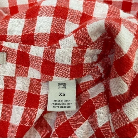 Scotch & Soda Ruffled Gingham Quarter Zip Top Size Extra Small - Picture 6 of 7